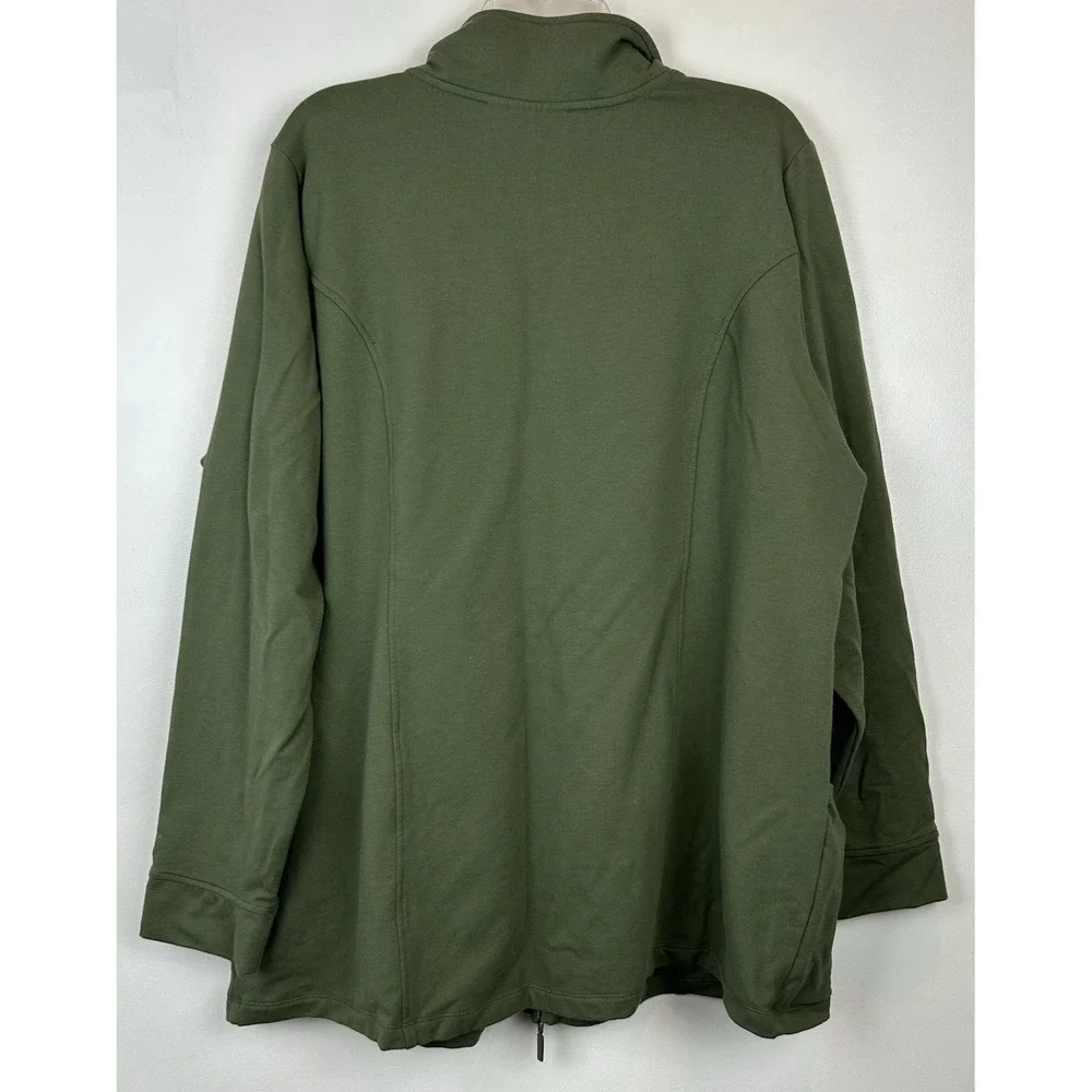 D & Co Jacket Womens 2X Green Full Zip Zip Cotton Active Casual Comfort Layer